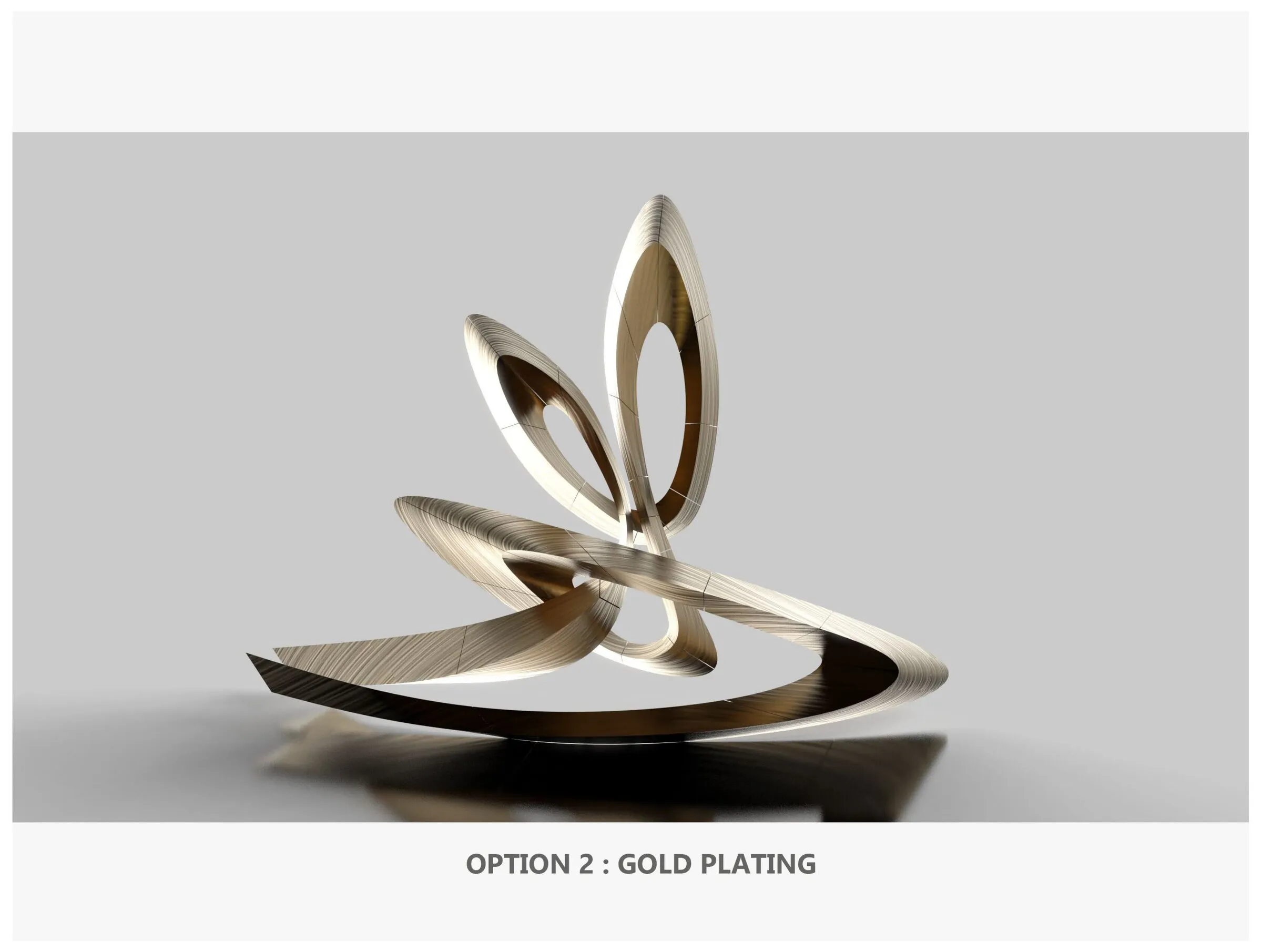 The same sculpture with a gold-plated finish on a grey background
