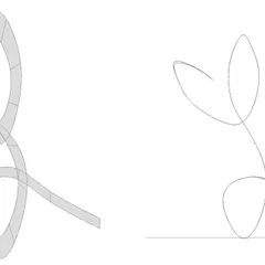 Two line drawings: a strip with loops, and the single curve it comes from